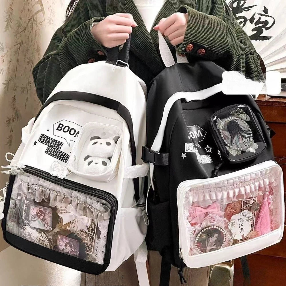 Japanese Cool Girl Y2k Ita Bag Academy Daily Transparent Schoolbag Commuting Large Capacity Backpack