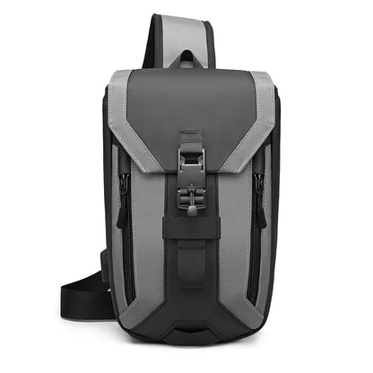 Men S Crossbody Buckle Usb Chest Bag Oxford Fabric Waterproof Large Capacity Crossbody Chest Bag