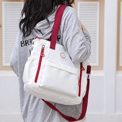 Lettered Messenger Bag Japanese Large-Capacity Canvas Schoolbag Department Arts Students Class