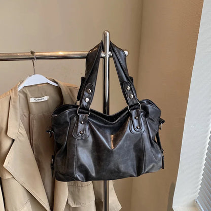 Oil Wax Leather Tote Bag for Women – Large Shoulder & Crossbody Handbag