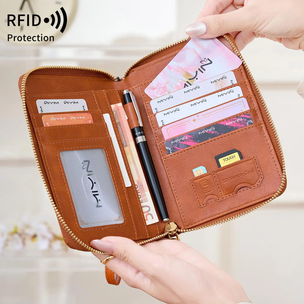 Multi-Functional Zipper Passport Holder Rfid Anti-Magnetic Passport Global Travel Storage Document