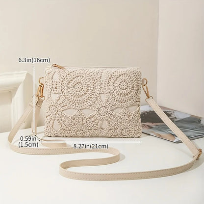 Crochet Crossbody Bag – Mini Hollow Weave Wrist & Shoulder Purse