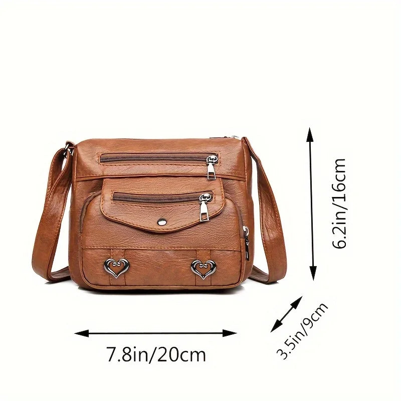 Men S Stylish Soft Leather Crossbody Bag Casual Shoulder Adjustable Strap - Soft