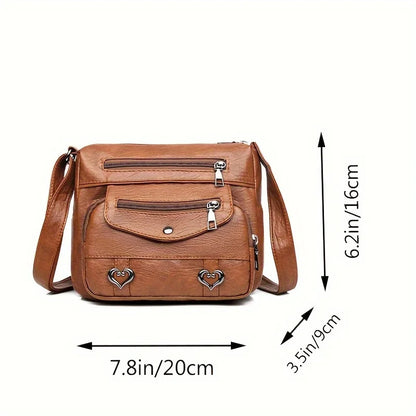 Men S Stylish Soft Leather Crossbody Bag Casual Shoulder Adjustable Strap - Soft