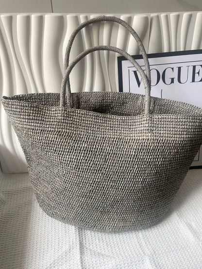 Summer Women S Raffia Hand Woven Tote Bag Simple Handbag Shoulder Perfect Vacation Beach Day Seaside