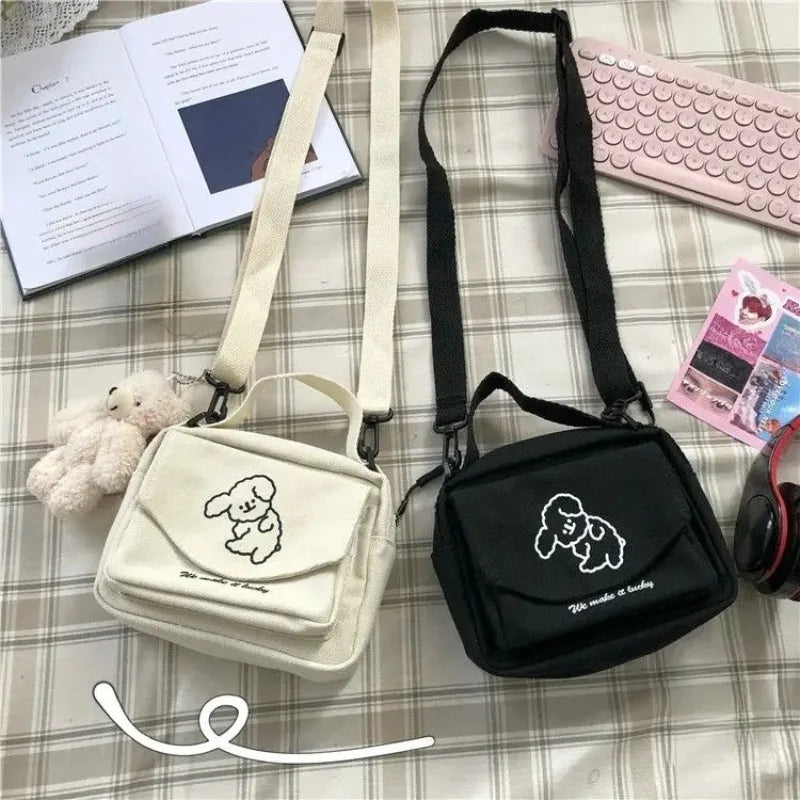 Cute Canvas Crossbody Bag – Small Cartoon Shoulder Bag for Teen Girls