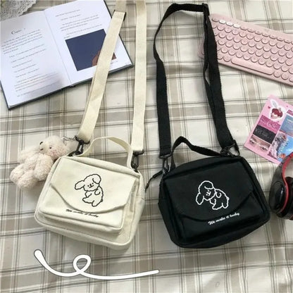 Cute Canvas Crossbody Bag – Small Cartoon Shoulder Bag for Teen Girls