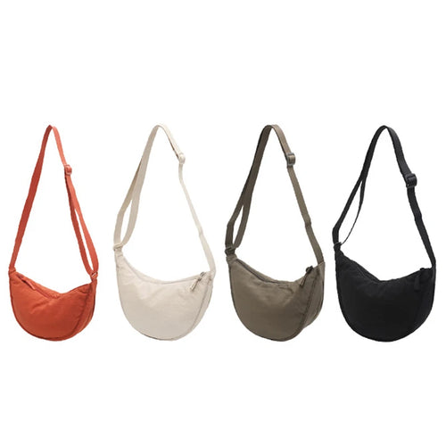 Simple Casual Solid Color Nylon Large Capacity Women S Dumpling Bag Shoulder Travel Commuting