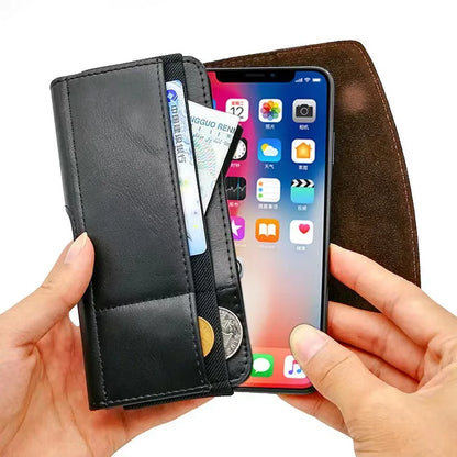 Men S Horizontal Flip Cover Belt Multi-Functional Card Insert Waist-Hanging Magnetic Mobile Phone