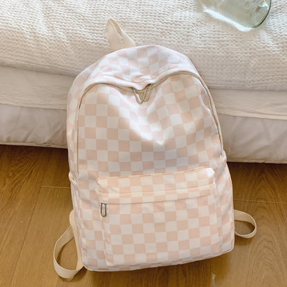 Checkerboard Laptop Backpack Women - Print Crossbody Set Multi Pocket Adjustable Straps Campus