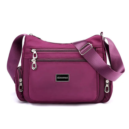 Multi-Pocket Waterproof Nylon Crossbody Bag for Women