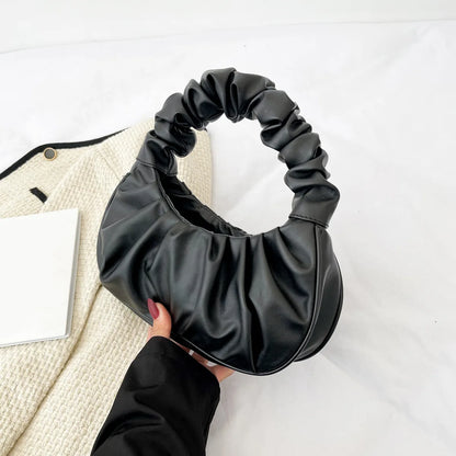 Homefish Pleated Pu Cloud Handlebags Women Leisure Armpit Shoulder Bags Dumpling Handbag Female