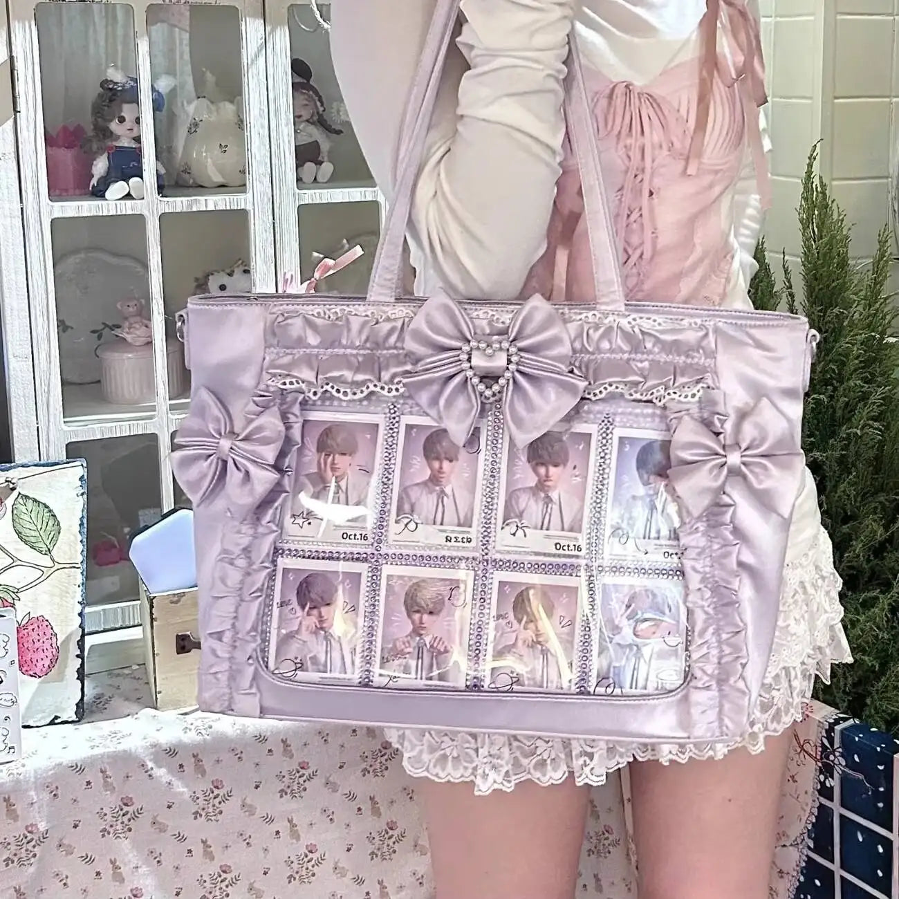 Y2K Lace Ita Tote Bag – Large Bow Crossbody for Women