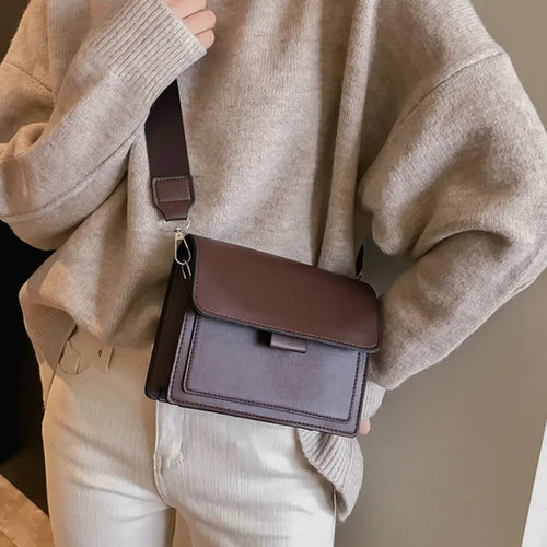 PU Leather Crossbody Bag for Women – Classic Flap Shoulder Handbag