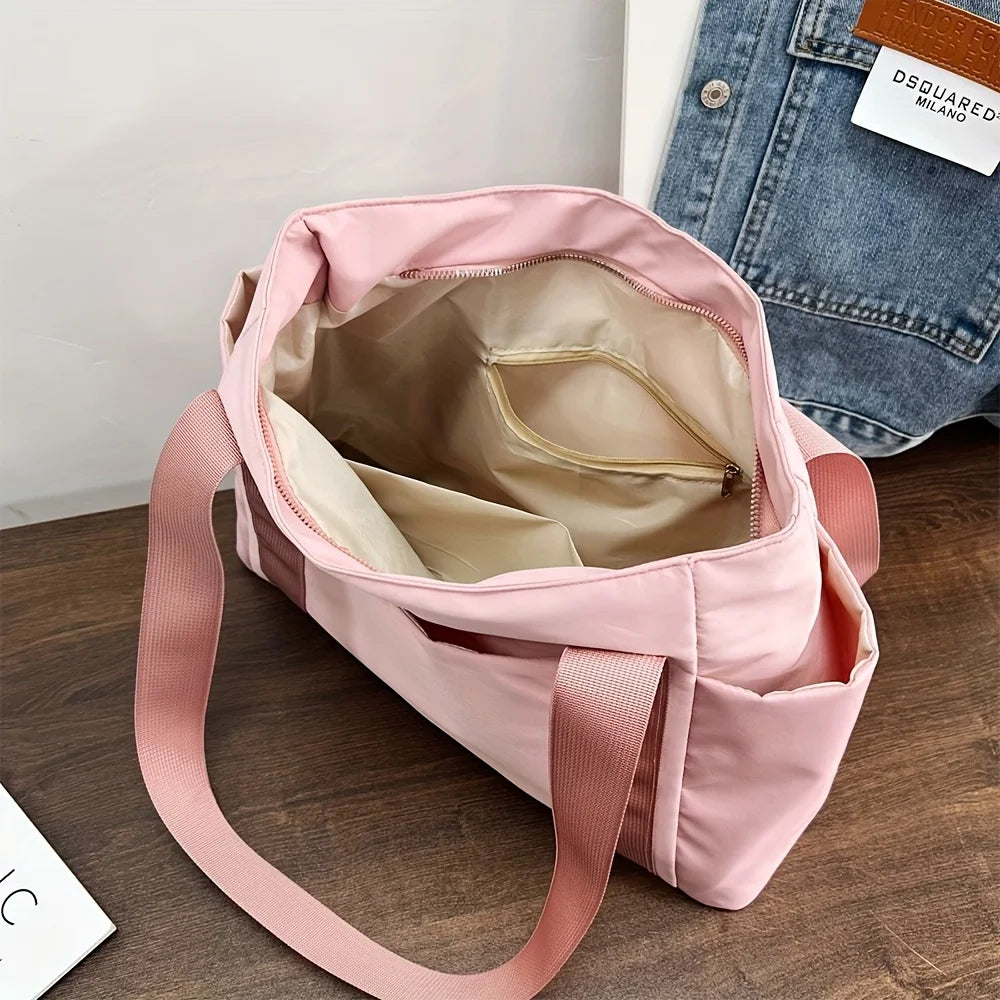 Chic Large Capacity Tote Bag Women Lightweight Durable Oxford Fabric Handbag Shoulder Bag