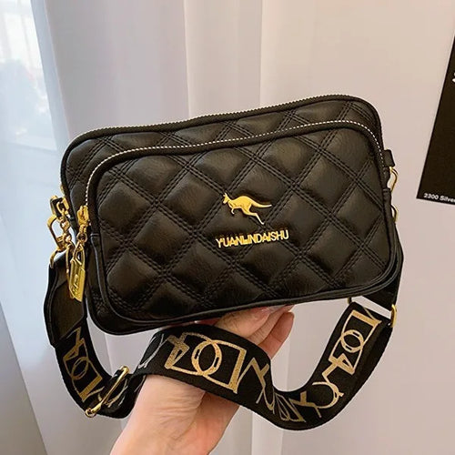Quilted Leather Crossbody Bag – Large Capacity Shoulder Purse for Women