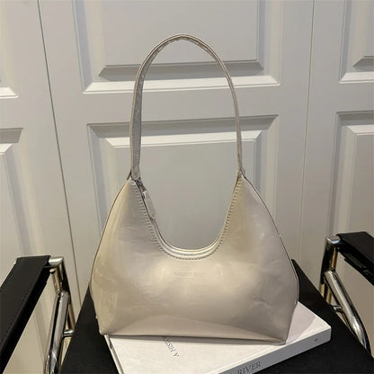 Retro Patent Leather Shoulder Bag for Women