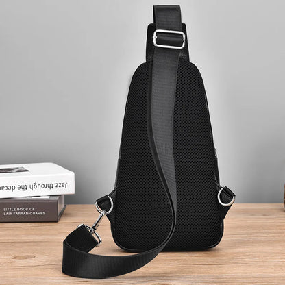 Men S Crossbody Chest Bag Top Layer Cowhide Chest Bag Portable Single Large Capacity Shoulder Chest