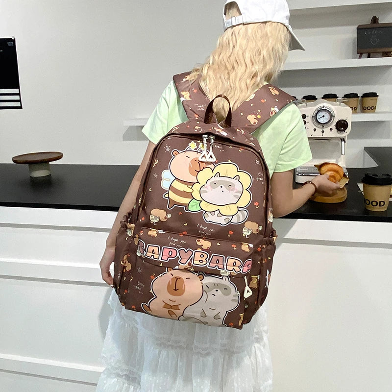 Capybara Large Capacity Waterproof School Backpack for Students