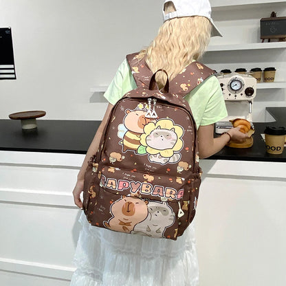 Capybara Large Capacity Waterproof School Backpack for Students