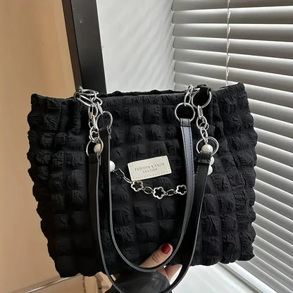 Large Capacity Cloud Tote Bag – Quilted Nylon Women's Shoulder Bag