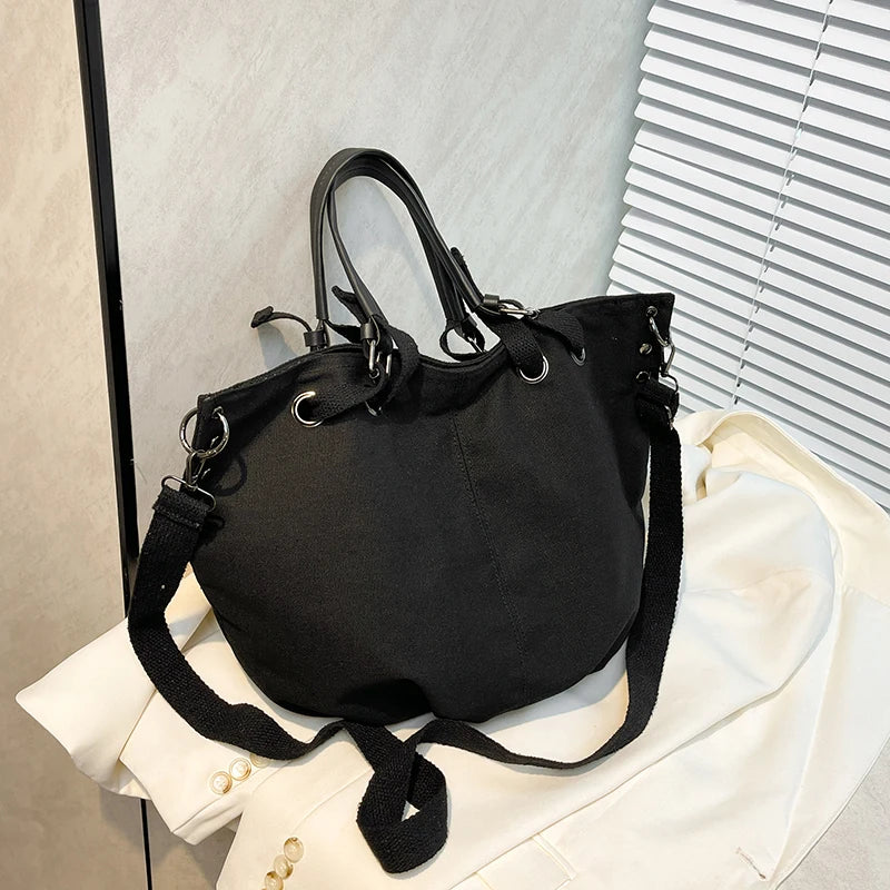 Relaxed Women Shoulder Bag Soft Quilted Fabric Lightweight Tote Large Capacity Versatile Crossbody