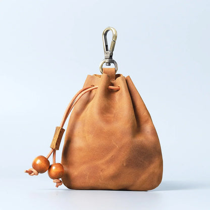 Handmade Leather Coin Purse Cowhide Simple Rope Ladies Key Bag Crazy Horse Fanny Pack Men S Small