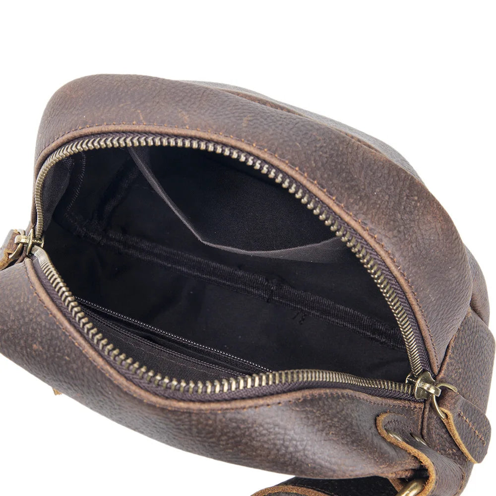 Crazy Horse Cowhide Men S Women Retro Crossbody Bag