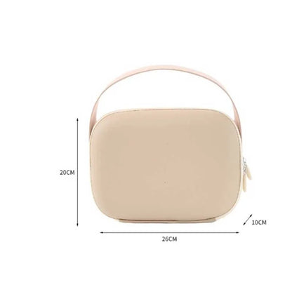 Simple Waterproof Pu Cosmetic Bag Candy Color Square Wash Storage Space Saving Handle Make Up Pouch