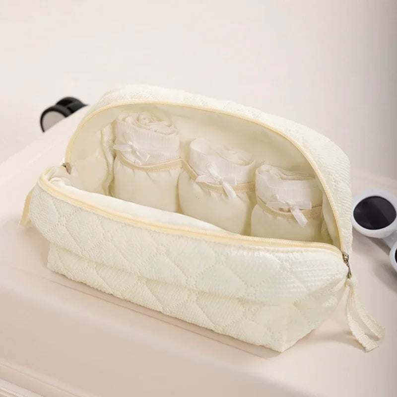 Makeup Bag Set Quilted Women S Large Floral Bags Cute Cotton Cosmetic Pouch Travel Toiletries