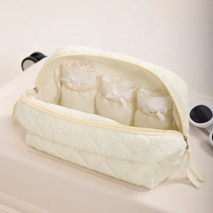 Makeup Bag Set Quilted Women S Large Floral Bags Cute Cotton Cosmetic Pouch Travel Toiletries