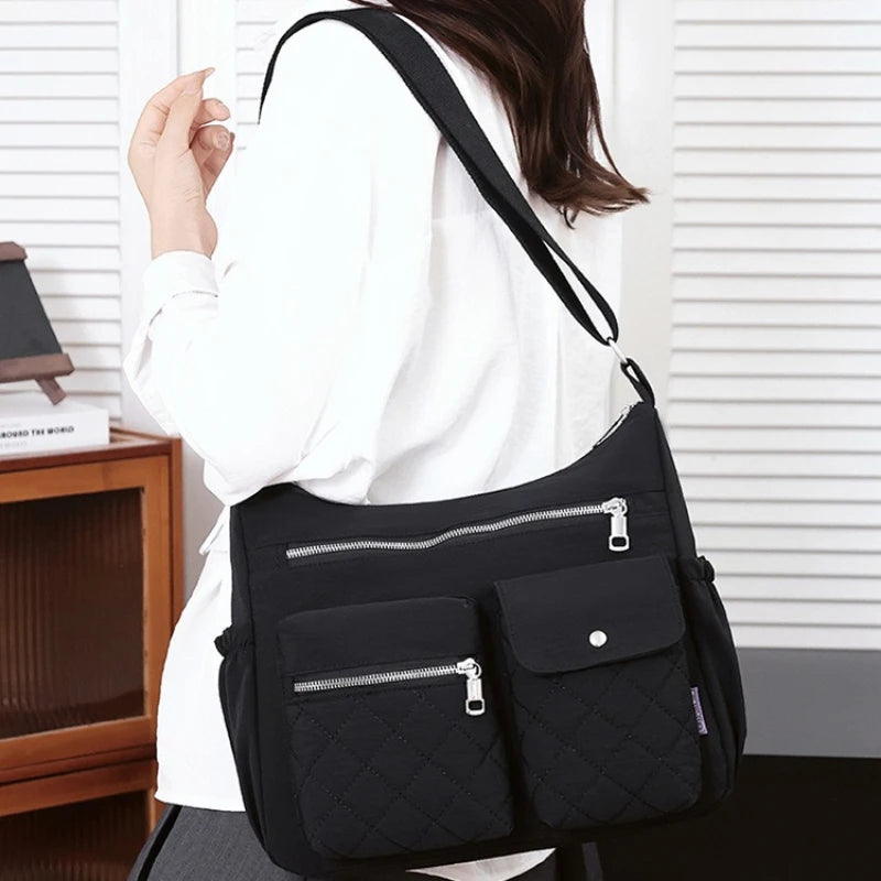 Quilted Shoulder Bag for Women – Multi-Pocket Crossbody Tote Purse