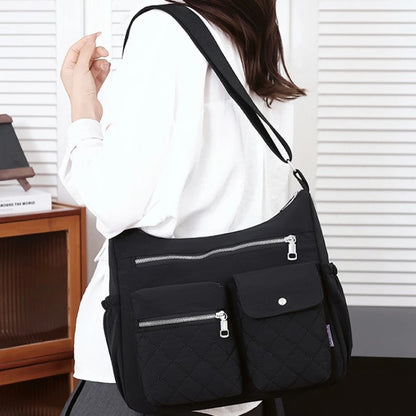 Quilted Shoulder Bag for Women – Multi-Pocket Crossbody Tote Purse