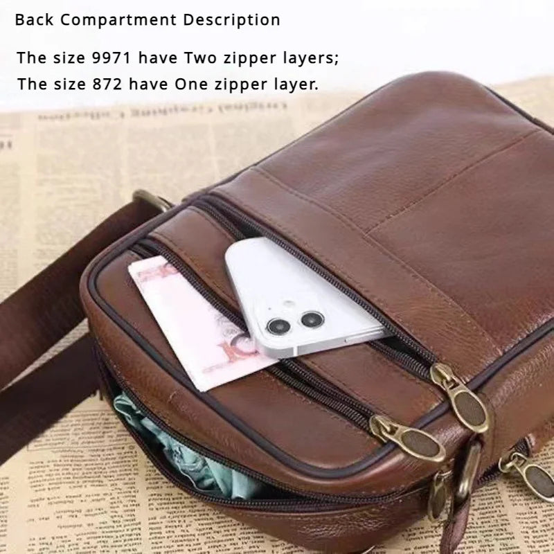 Genuine Leather Crossbody Bag for Men – Unisex Business Shoulder Bag