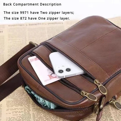 Genuine Leather Crossbody Bag for Men – Unisex Business Shoulder Bag