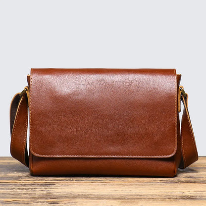 Handcrafted Retro Men S Crossbody Bag Men S Vegetable-Tanned Leather Single-Shoulder Genuine Women