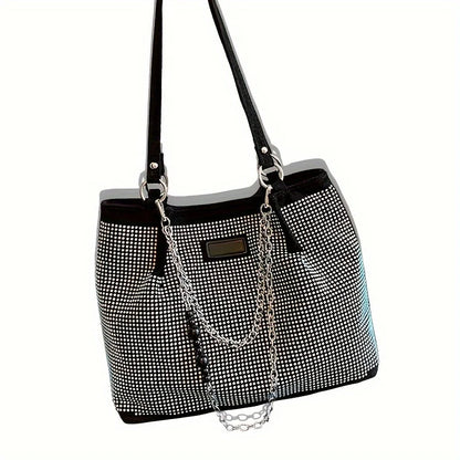 Rhinestone Tote Bag – Glam Crystal Chain Shoulder Bag