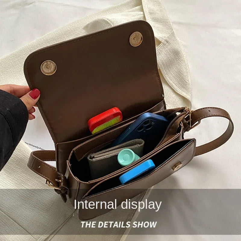 Advanced Texture Retro Small Saddle Bag Women Popular All-Match Messenger Underarm Bags Square Sling