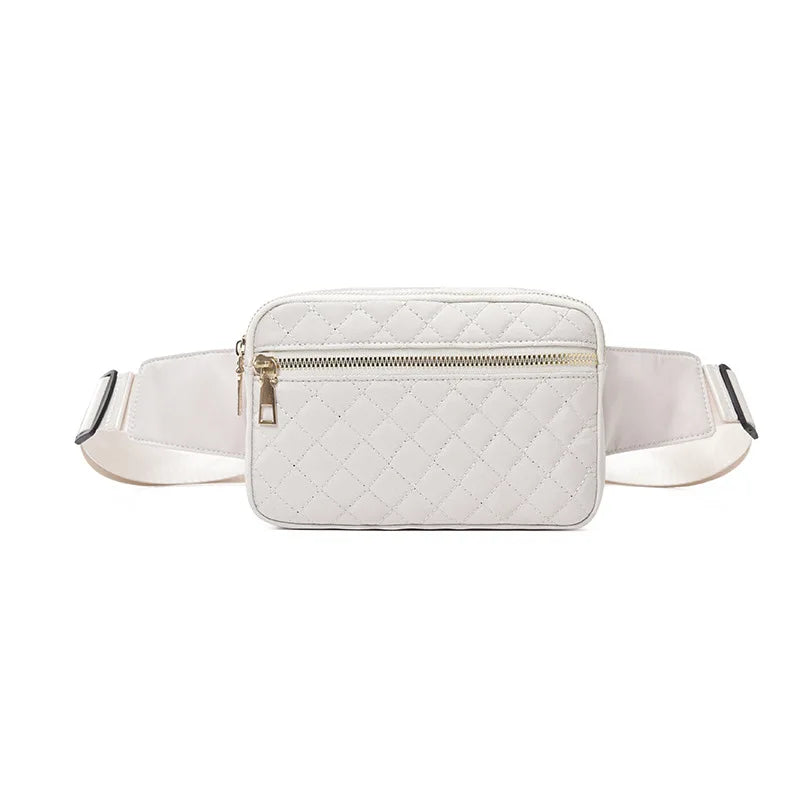 Waist Bag Women Embroidery Line Rhomb Shoulder Cross-Body Leisure All Match Breast Large Capacity