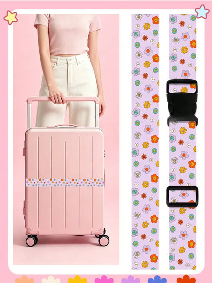 Cute Print Travel Luggage Belt Buckle Adjustable Luggage Strap Suitcase - Soft