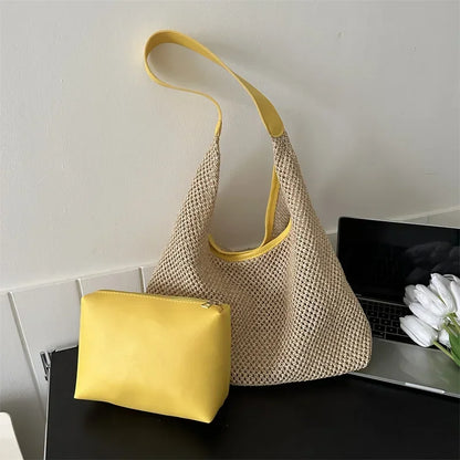 Casual Beach Summer Popular Woven Mother-In-Law Bag Fashionable One-Shoulder Seaside Travel Straw