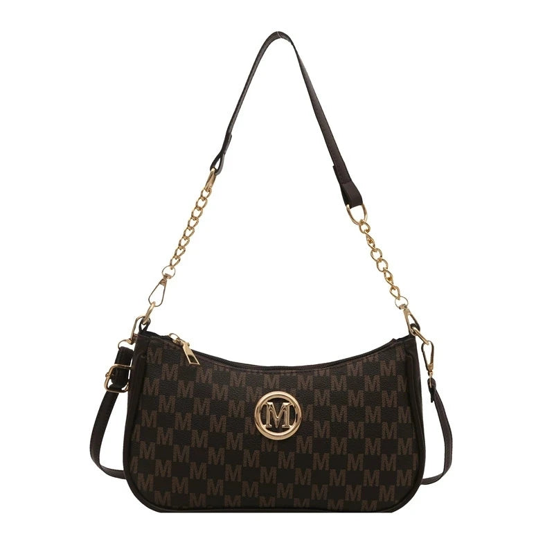 Crossbody Shoulder Bag for Women – Monogram Chain Strap Handbag