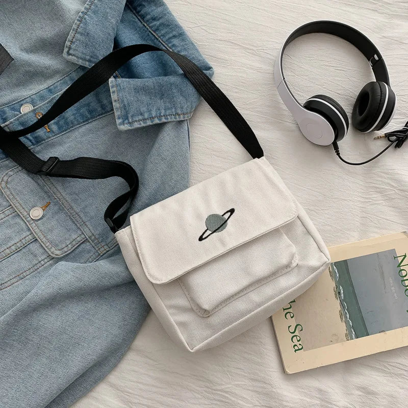 Solid Color Small Canvas Bag Bags Women Messenger Youth Famale Large Capacity Shoulder Cross Ladies