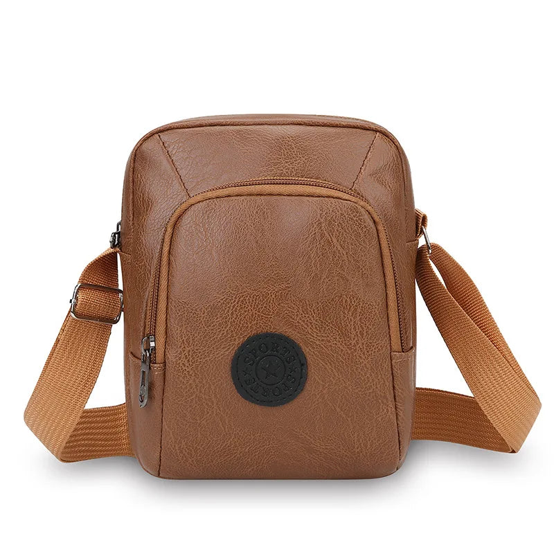 Vintage Leather Men's Crossbody Bag – Multi-Pocket Shoulder Purse