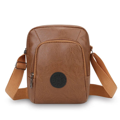 Vintage Leather Men's Crossbody Bag – Multi-Pocket Shoulder Purse