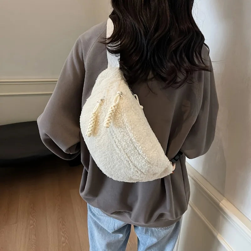 Plush Teddy Chest Bag Unisex Crossbody Waist Bag