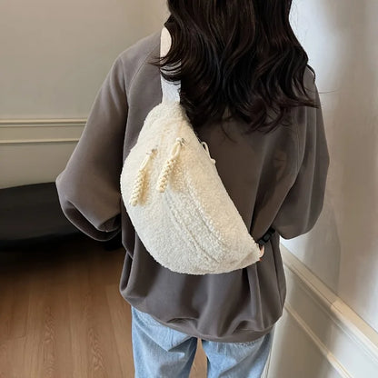 Plush Teddy Chest Bag Unisex Crossbody Waist Bag