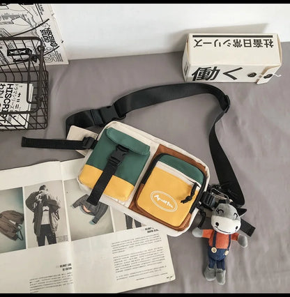 Men S Shoulder Bag Cross Body Casual Hip Hop Trend Chest Personality Canvas Sports Waist