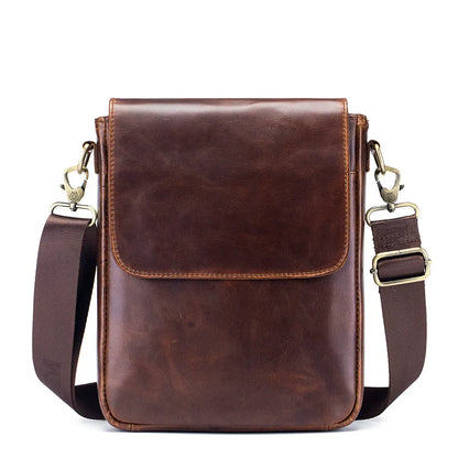 Top-Grain Cowhide Men S Single-Shoulder Bag Large-Capacity Retro Genuine Leather Men S Crossbody Bag