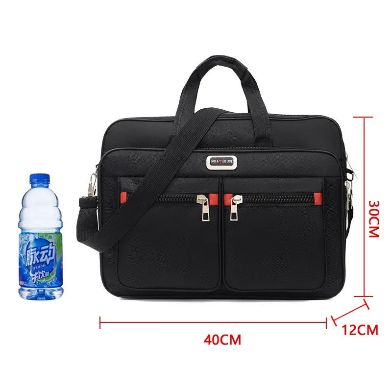 Homefish Men Large Capacity Business Briefcase Portable Versatile Shoulder Bag Multiple Pockets